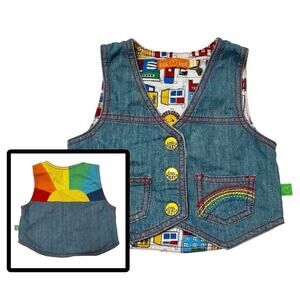 Little Bird Rainbow Sun Denim Jean Vest Size 12-18m